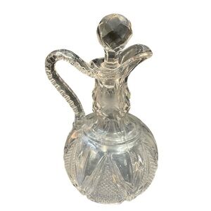 Crystal Cruet with Stopper Clear Glass Pressed Glass Dressing Oil Vinegar